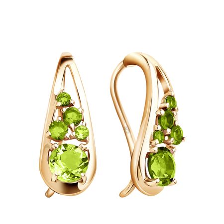 Золотые серьги с хризолитами 26990₽