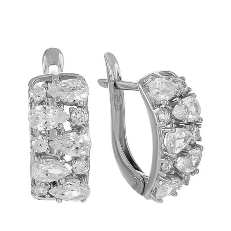 Серебряные серьги с фианитами и родированием 2790₽