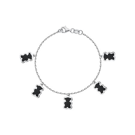 Серебряный детский браслет Мишки с эмалью и родированием 990₽