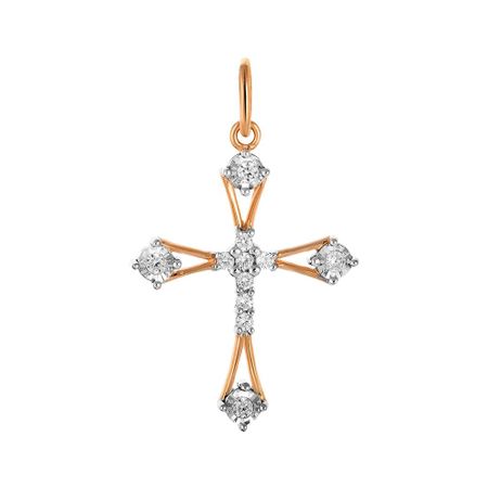Золотая подвеска Крест с фианитами 18190₽