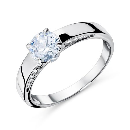 Серебряное кольцо с фианитом и родированием 1290₽