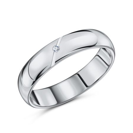 Серебряное обручальное кольцо с бриллиантом 1590₽