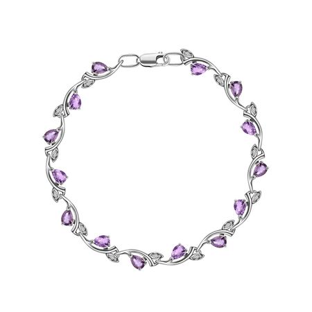 Серебряный браслет с аметистами и фианитами с родированием 5300₽