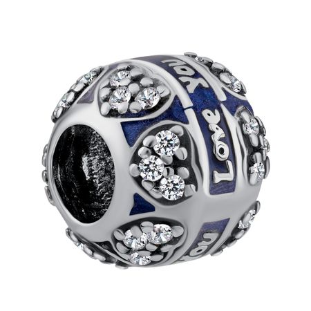 Серебряный шарм Love с эмалью и фианитами с чернением 1650₽