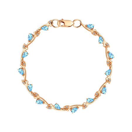 Серебряный браслет с топазами Swiss и фианитами с позолотой 4390₽