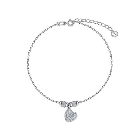 Серебряный браслет на ногу Сердце с фианитами и родированием 1930₽