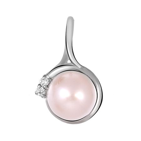 Серебряная подвеска с жемчугом и фианитами с родированием 1400₽