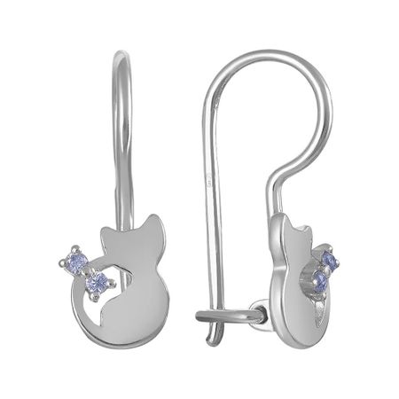 Серьги детские Кошка из серебра с фианитами 890₽