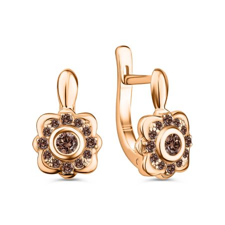 Золотые серьги с раухтопазами 28490₽