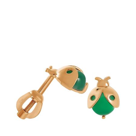 Серьги-пусеты Божья коровка из золота с гранатом 20490₽