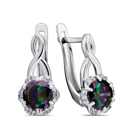 Серебряные серьги с кварцем и фианитами 2490₽
