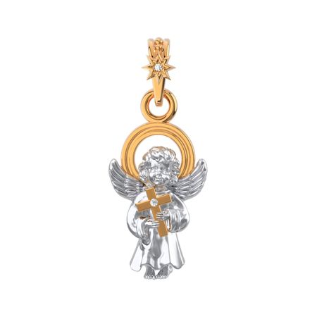 Серебряная подвеска Ангел с фианитами и родированием с позолотой 1990₽