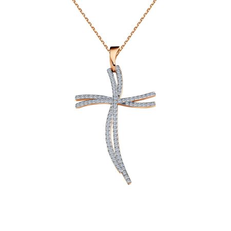 Золотая подвеска Крест с фианитами 23990₽
