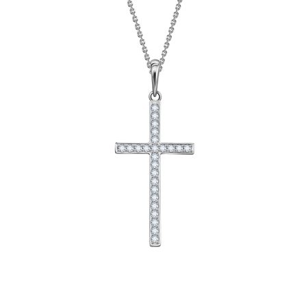 Серебряная подвеска Крест с фианитами и родированием 800₽