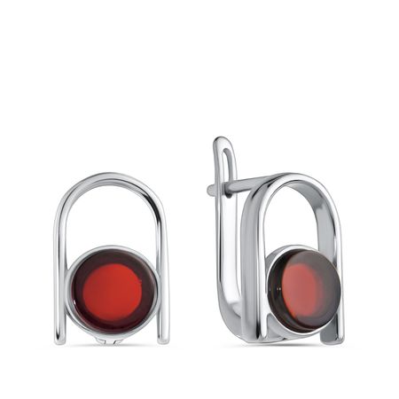 Серебряные серьги с янтарем и родированием 5570₽