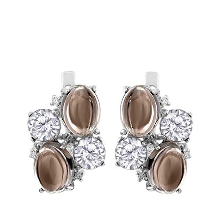 Серьги из серебра с раухтопазами и фианитами 4990₽