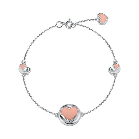 Серебряный браслет Сердце с эмалью и фианитами с родированием 2490₽