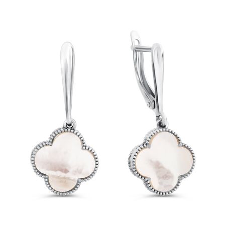 Серебряные серьги с перламутром и родированием 4590₽