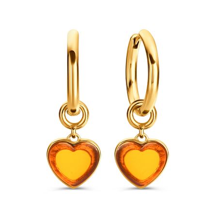 Серебряные серьги с янтарем и позолотой 7050₽