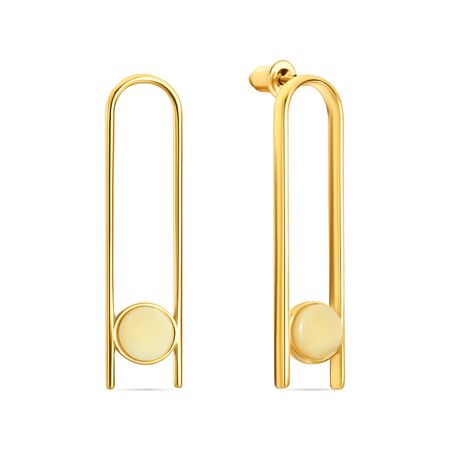 Серебряные серьги с янтарем и позолотой 5950₽