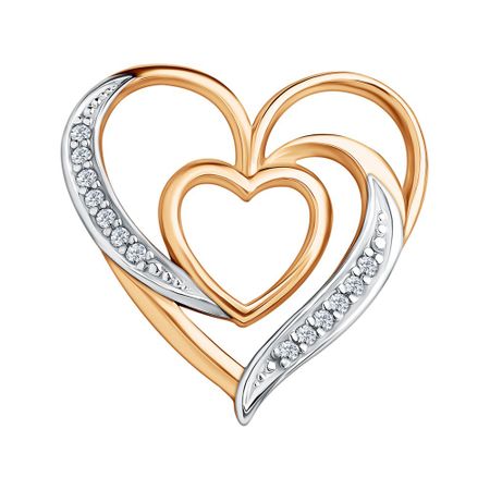 Серебряная подвеска Сердце с фианитами и позолотой 490₽