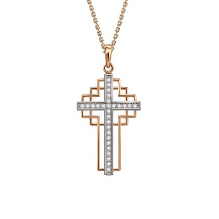 Золотая подвеска Крест с фианитами 26990₽