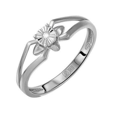 Золотое кольцо с бриллиантом и алмазной гранью с родированием 32990₽