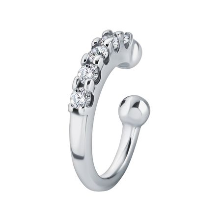 Серебряная серьга с фианитами и родированием 790₽