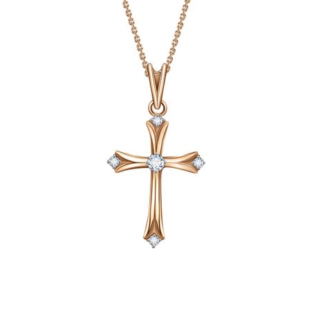 Золотая подвеска Крест с фианитами 15490₽