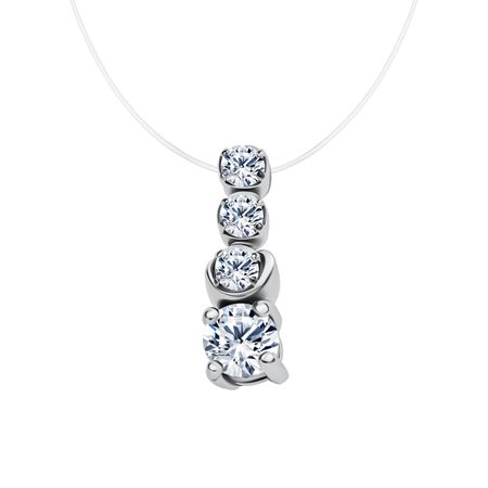 Серебряное колье на леске с фианитами и родированием 1460₽
