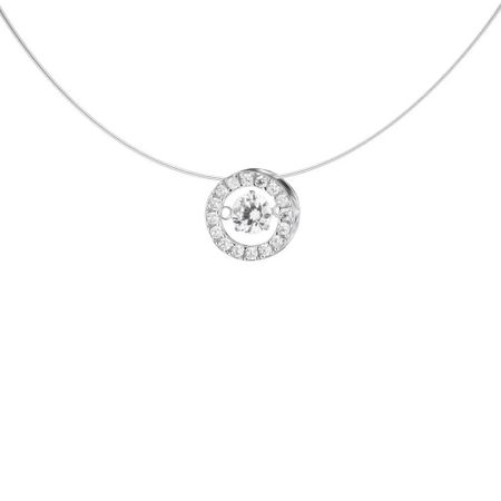 Серебряное колье на леске с фианитами и родированием 1990₽
