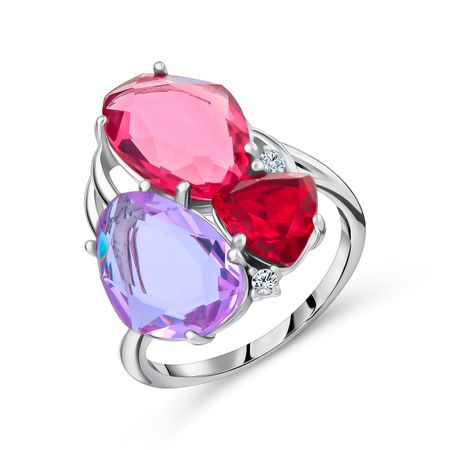 Серебряное кольцо с ситаллами и фианитами с родированием 2990₽