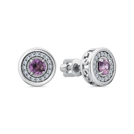 Серебряные серьги с алпанитами и фианитами с родированием 2990₽