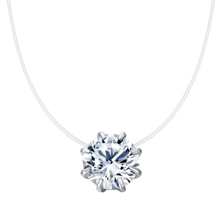 Серебряное колье на леске с фианитом и родированием 1790₽