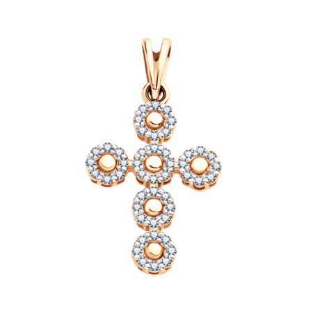 Золотая подвеска Крест с бриллиантами и родированием 32990₽