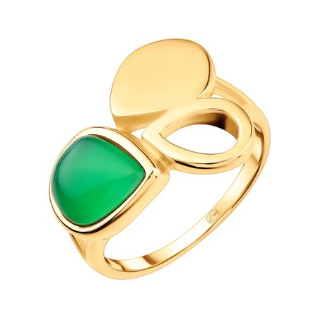Серебряное кольцо с агатом и позолотой 2690₽