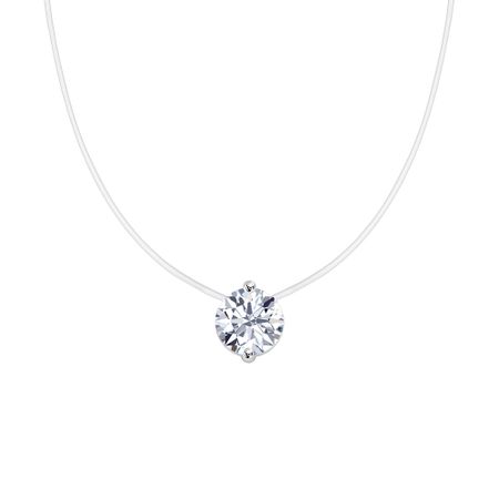 Серебряное колье на леске с фианитом и родированием 1290₽