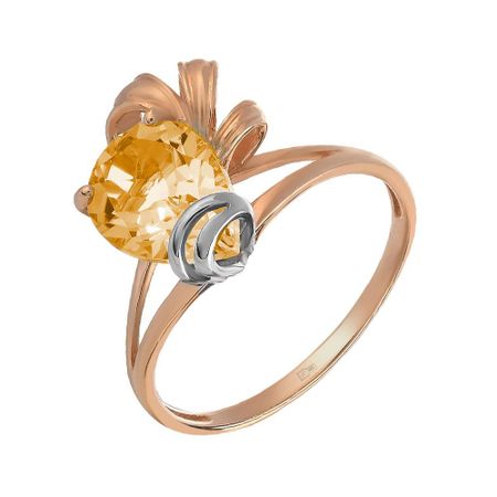 Золотое кольцо с цитрином и родированием 25990₽