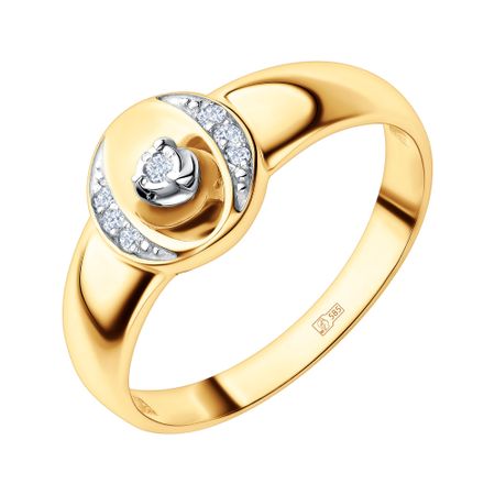 Золотое кольцо с бриллиантами и родированием с алмазной гранью 26990₽