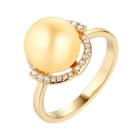 Серебряное кольцо с жемчугом и фианитами с позолотой 1370₽