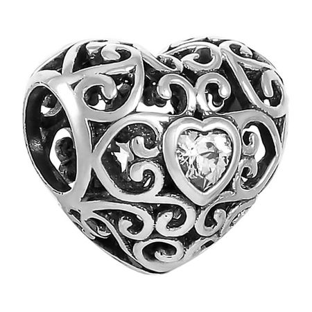 Подвеска-шарм Сердце из серебра с фианитом 890₽