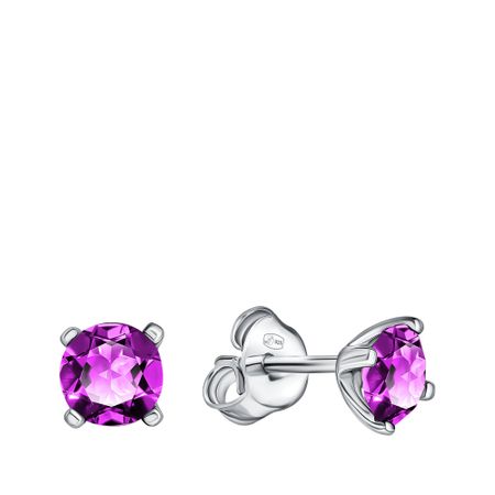 Серебряные серьги с ювелирным стеклом и родированием 690₽