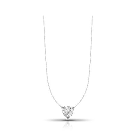 Серебряное колье на леске Сердце с фианитами и родированием 990₽