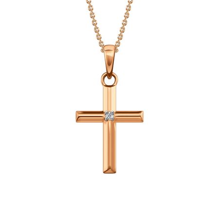 Золотая подвеска Крест с бриллиантом 18490₽