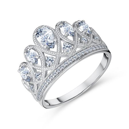 Серебряное кольцо Корона с фианитами 2000₽