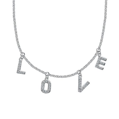 Серебряное колье Love с фианитами и родированием 2410₽
