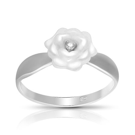 Кольцо Цветок из серебра с керамикой и фианитом 800₽