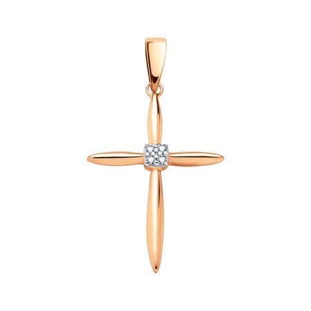 Золотая подвеска Крест с бриллиантами 13990₽