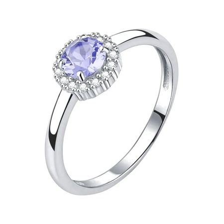 Серебряное кольцо с танзанитом и фианитами с родированием 890₽