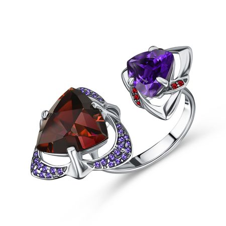 Серебряное кольцо с гранатом и аметистом 2490₽